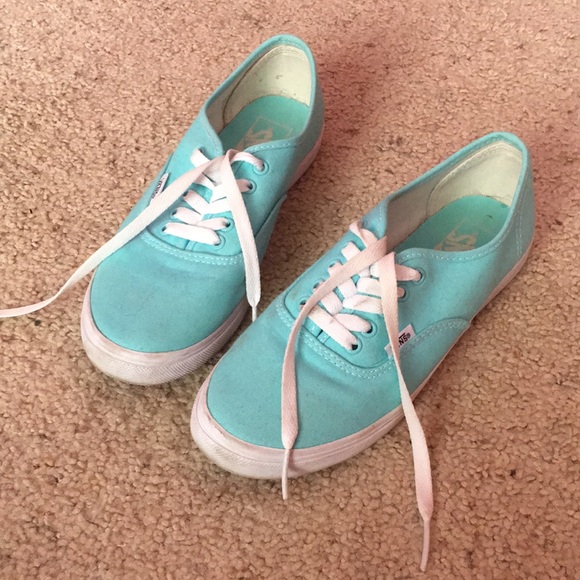 teal and white vans